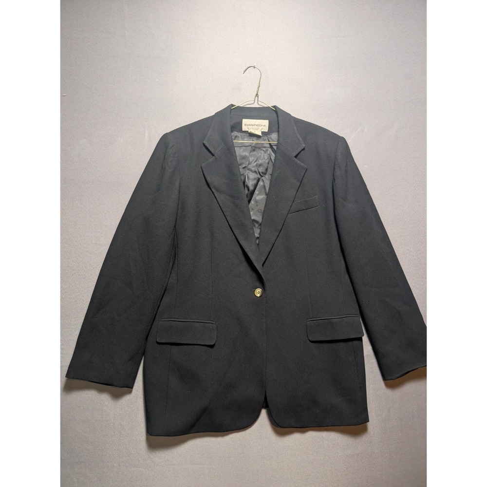 Evan-Picone Blazer Jacket Womens 16 Black Lined Single Breasted Business Formal